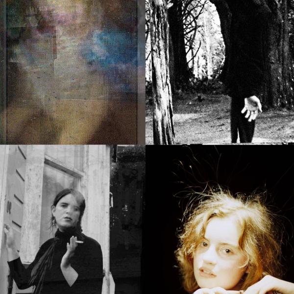 four portraits of each artist in a grid. the portraits range from blurry messes to moody black and white portraits