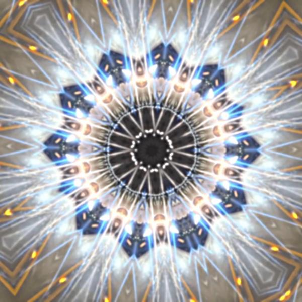 An abstract mandala pattern - a still from the video accompanying the music