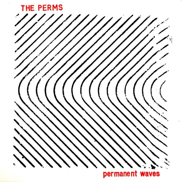 Text "The Perms Permamanent Waves" Etched lines that couldbe textued sand or soundwaves