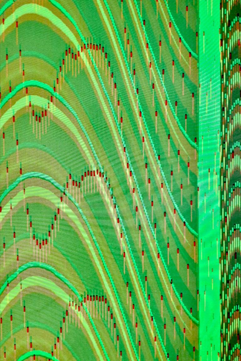 Green and yellow wavy lines from computer feedback