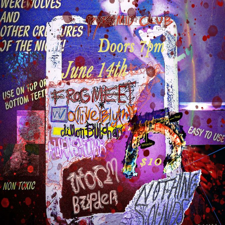 A stylised poster featuring the names of the artists performing