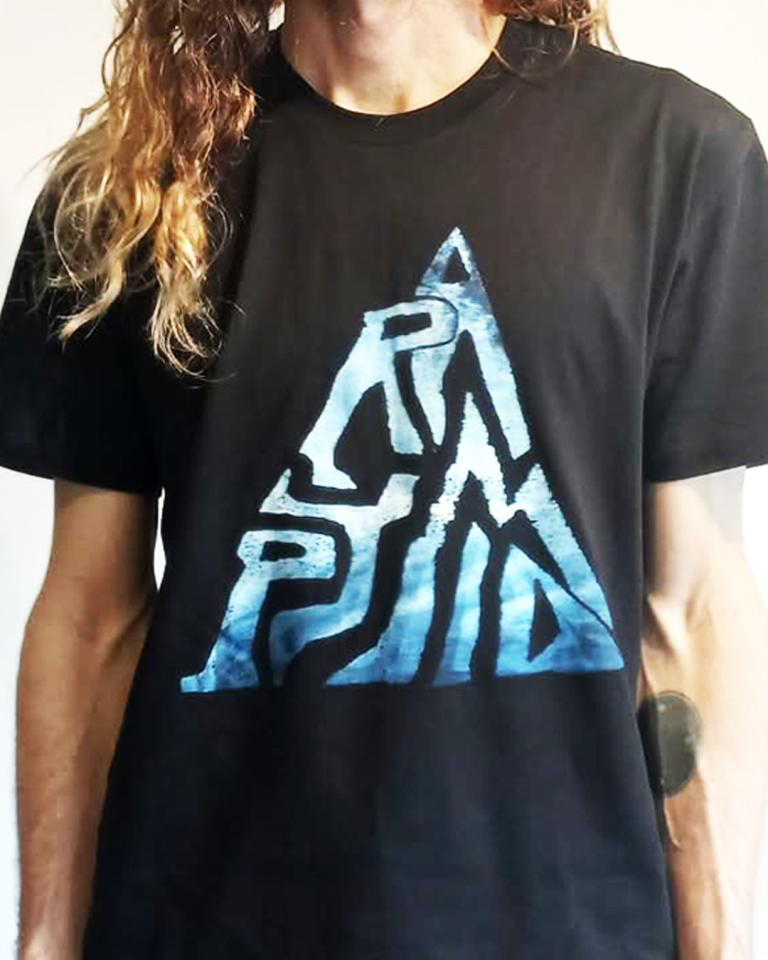 Black T with blue image